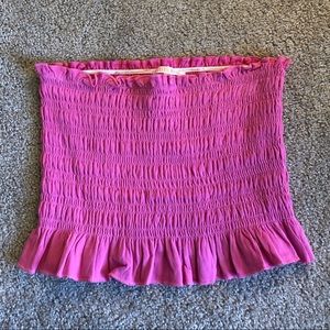 Pink scrunched tube top